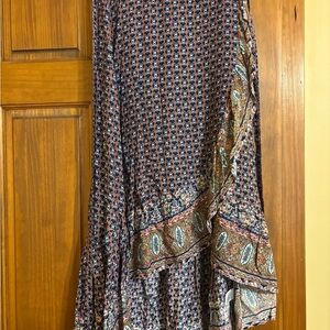 Bohemian Wrap Around Paisley Print Maxi Skirt